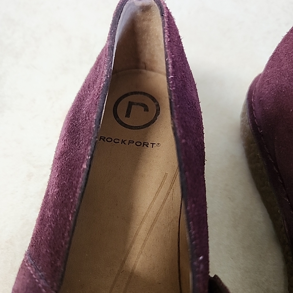 NEW Rockport Seaview Womens Size 6.5 Slip-on Mary Jane Shoes Burgundy Suede - Picture 6 of 9